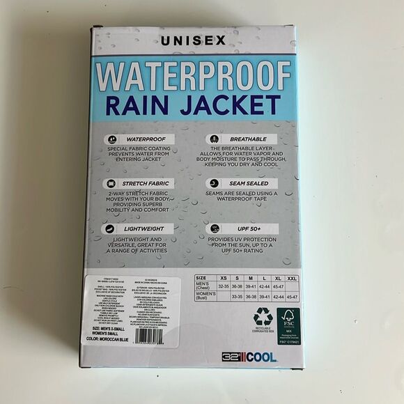 32 Degrees Cool Unisex Waterproof Rain Jacket - Picture 2 of 8